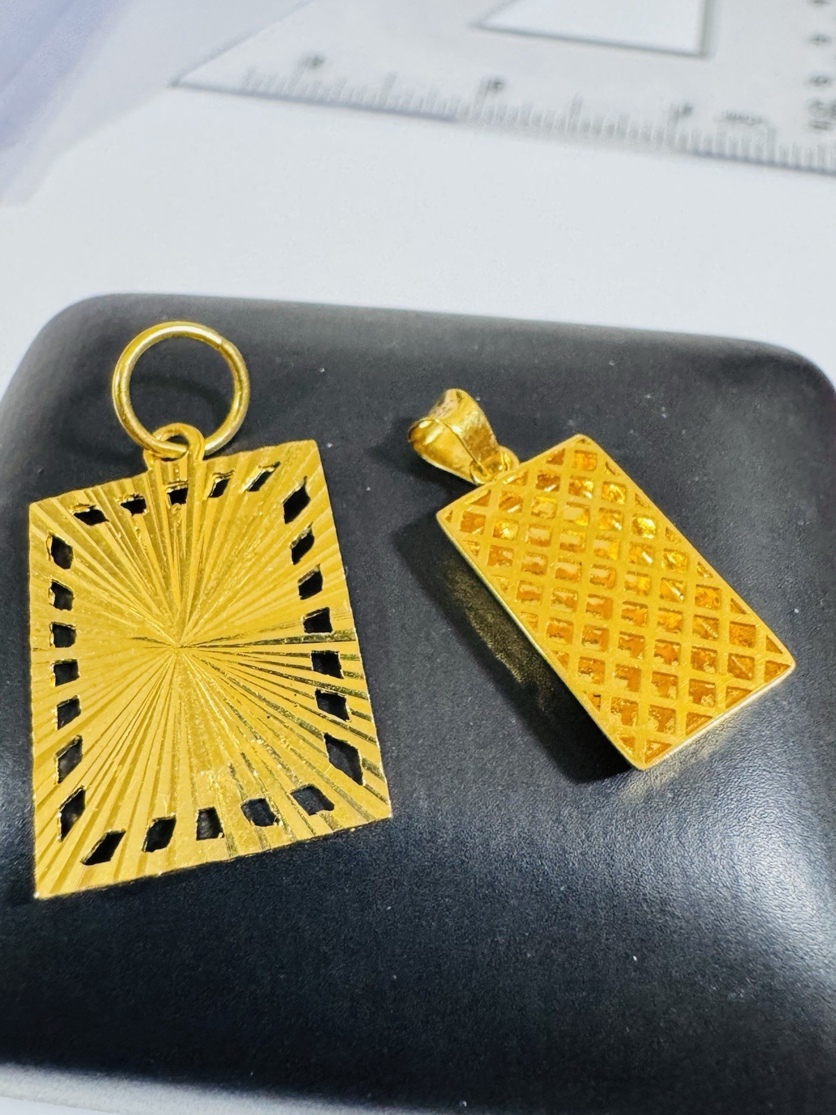 Gold 22K Solid 916 Real Gold Two Set (2) Bar/ Sikh Allah Devine Pendant 5.2g