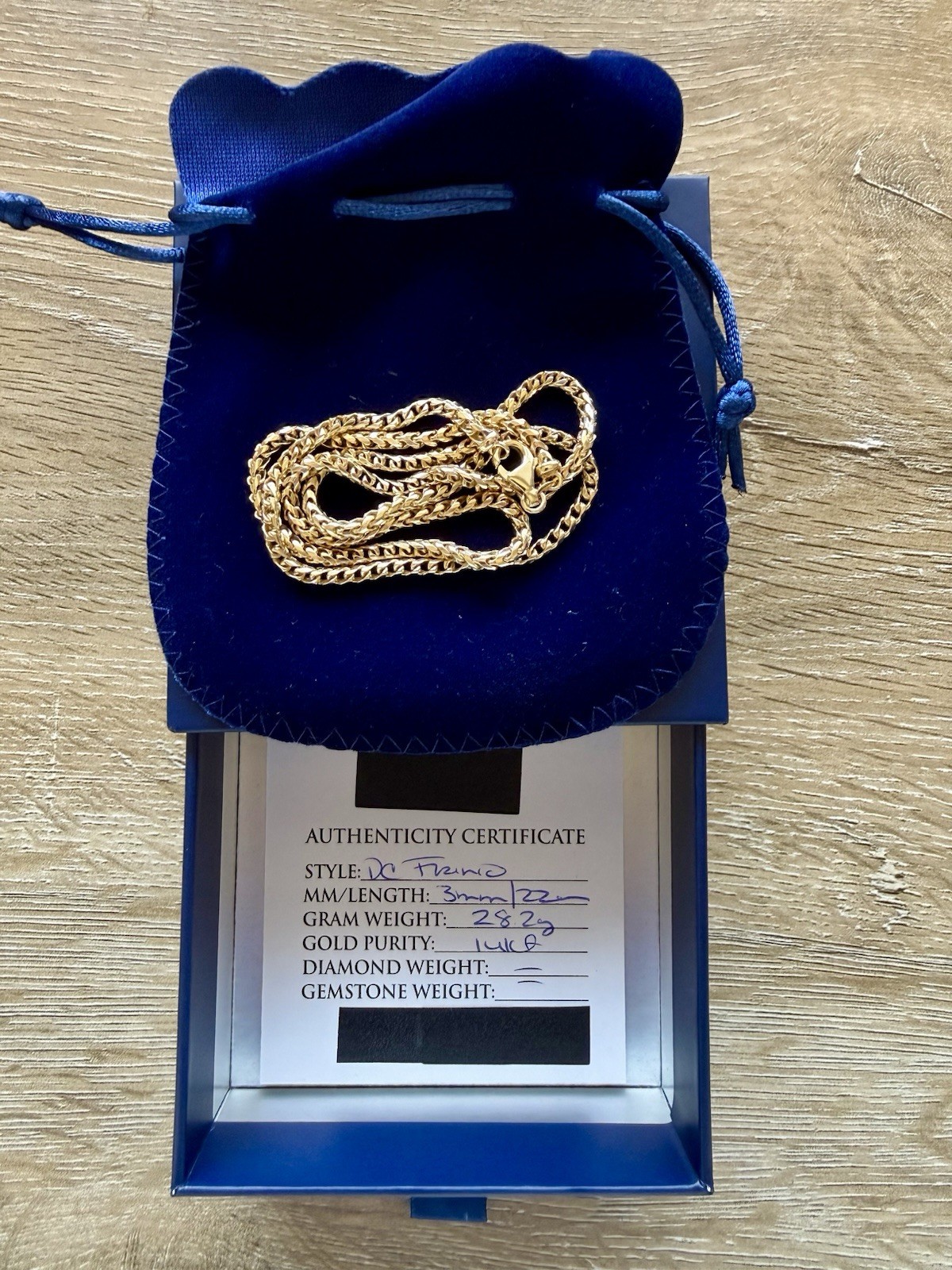 14k Yellow Gold 3mm Diamond Cut Franco Chain Necklace 22in