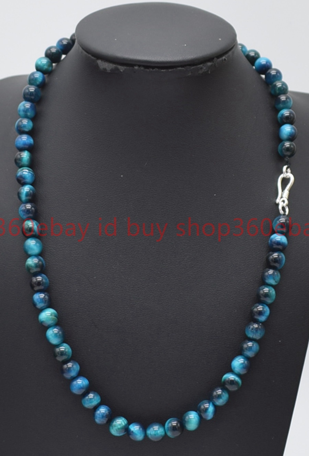 Natural Beautiful 6mm Blue Tiger’s Eye Round Gemstone Beaded Necklace 16-32in