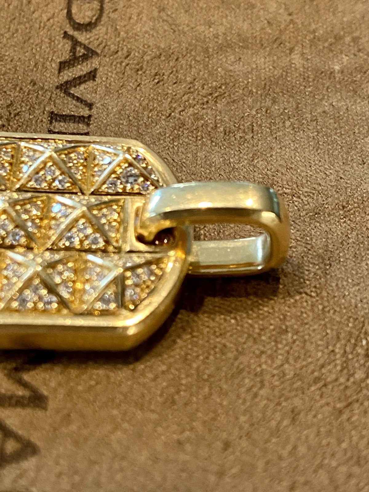 David Yurman 18k Gold Diamond Pyramid Pendant 1.75” $12,500 23.4 Gram