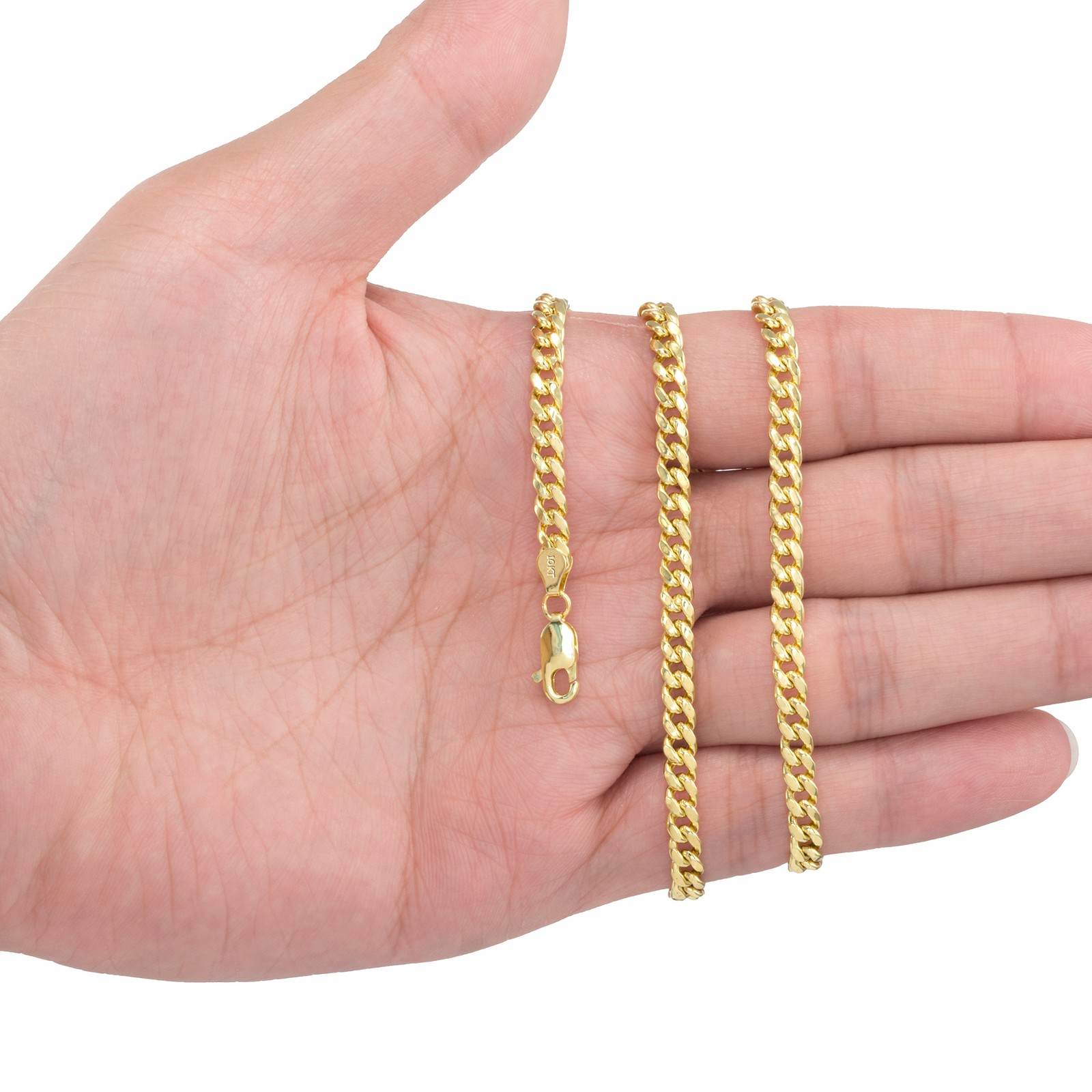10K Yellow Gold 4.5mm Miami Cuban Link Chain Italian Necklace Womens 16″