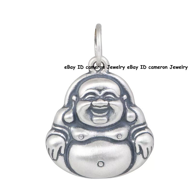 Pure S999 Fine Silver 999 Men Women Lucky Laughing Buddha Pendant 29*20mm