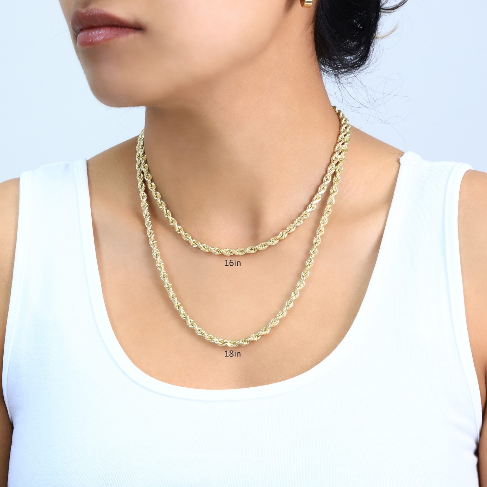 18k Yellow Gold Diamond Cut Rope Chain 2mm-5mm Necklace Mens Womens 16″- 28″