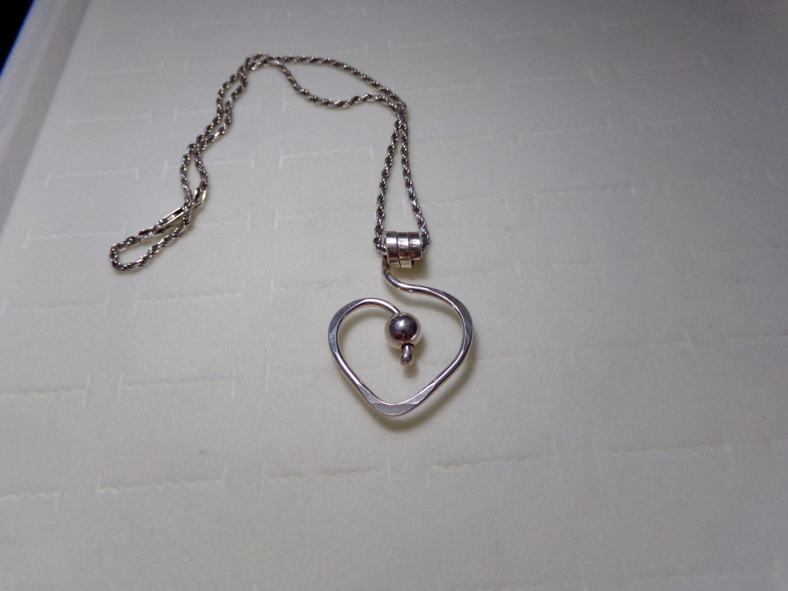 Solid Sterling Silver 925 Heart Necklace 16.25 in. Chain 12.59 grams