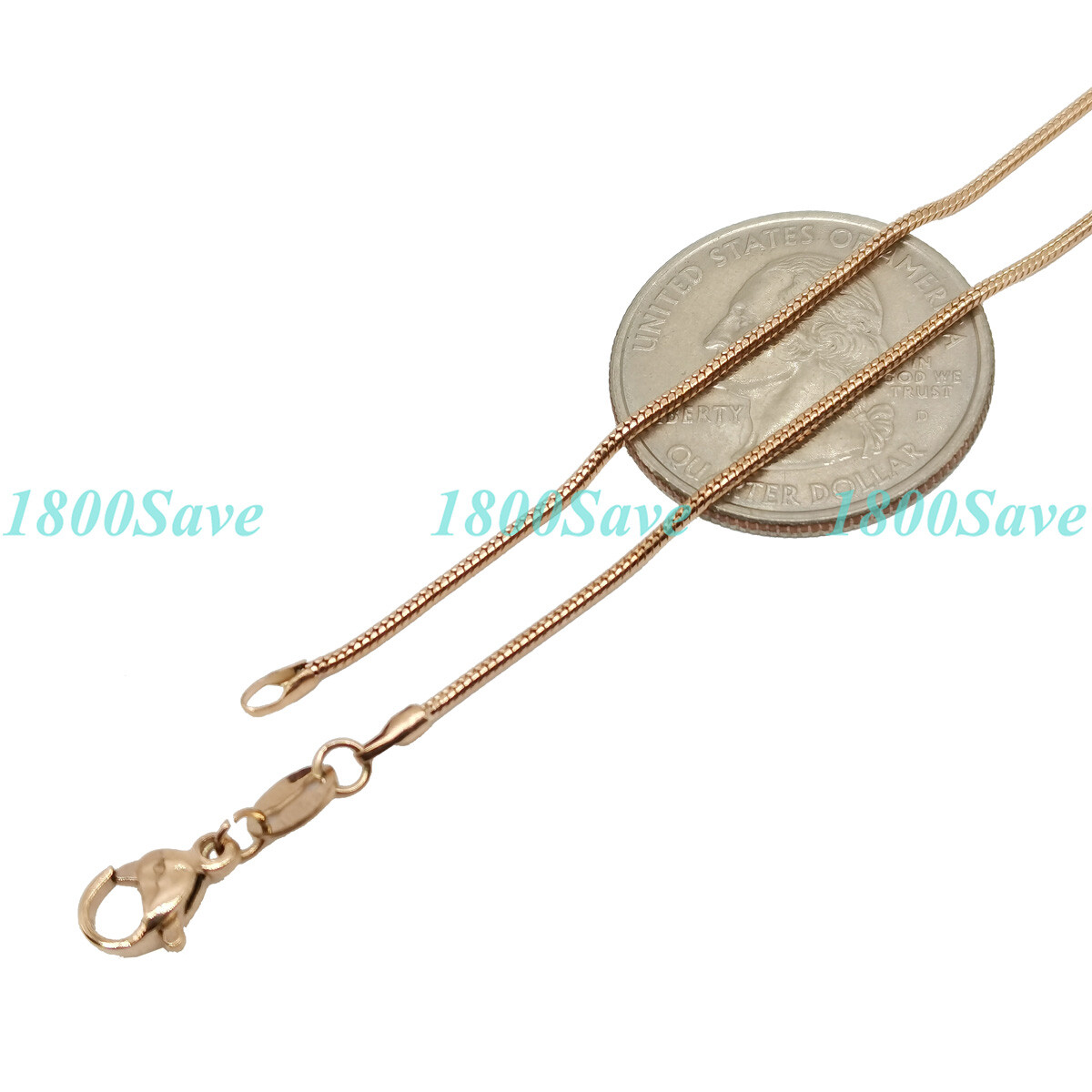 Solid 18K Rose Gold Filled HypoAllergenic 1.2mm Snake Chain Necklace 16-24″ N126