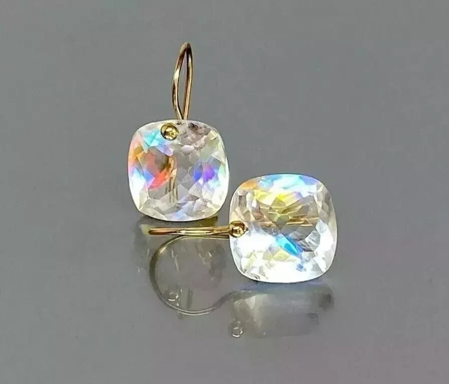 Natural Mystic Topaz Earrings 39.35 Ct+ Cushion Cut 925 Silver Certified SG Gems