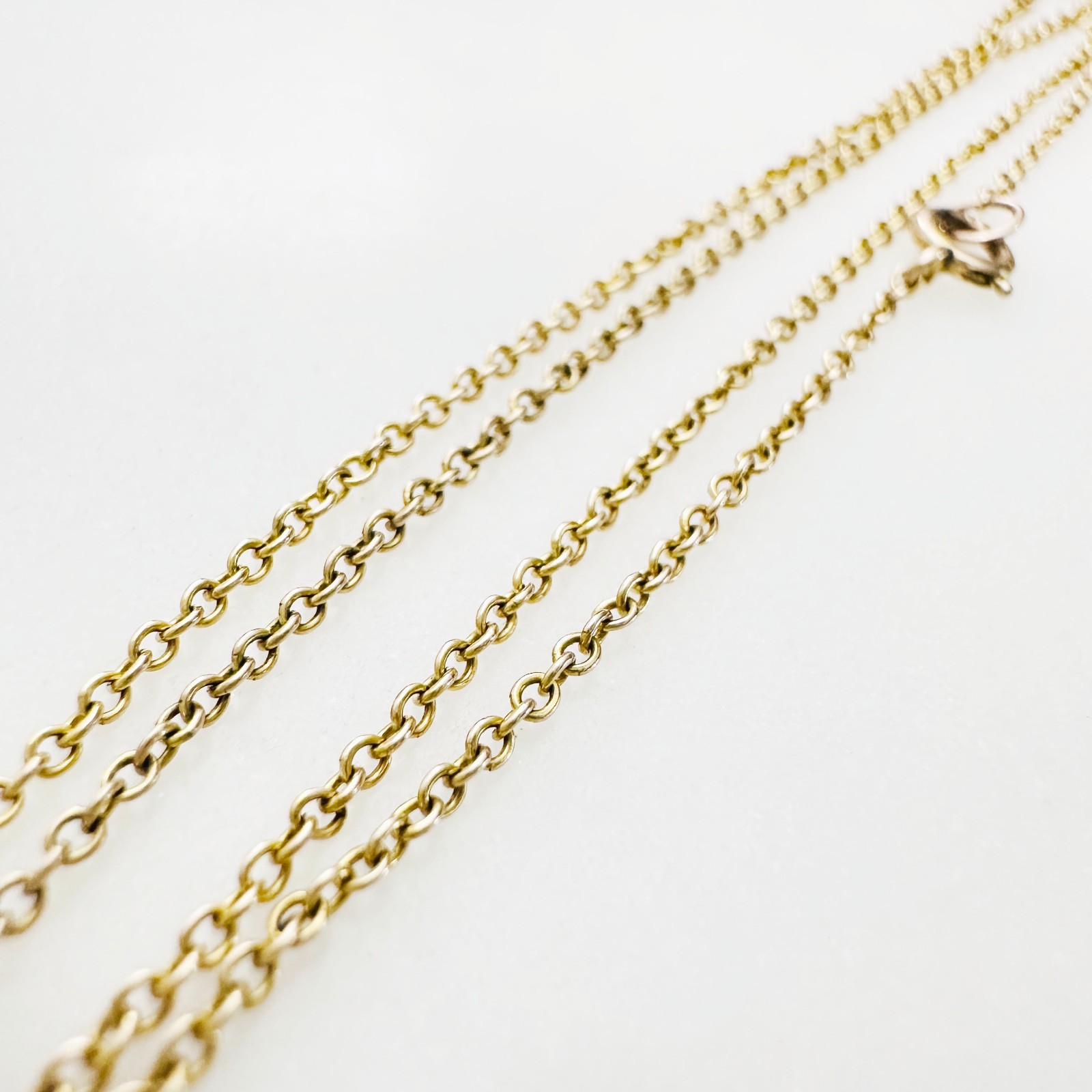 Vintage Solid 10K Yellow Gold Rolo Link Chain Necklace, 1.1mm, 15 3/8″