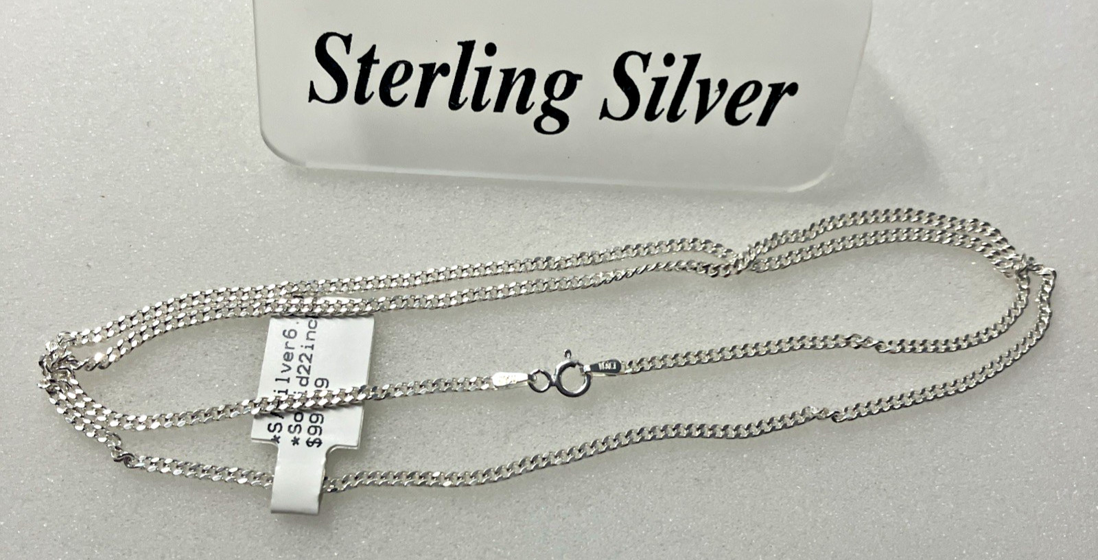 925 Italy Sterling Silver Solid Curb Link Chain Necklace 6.5grams 22” 2.1mm NWT