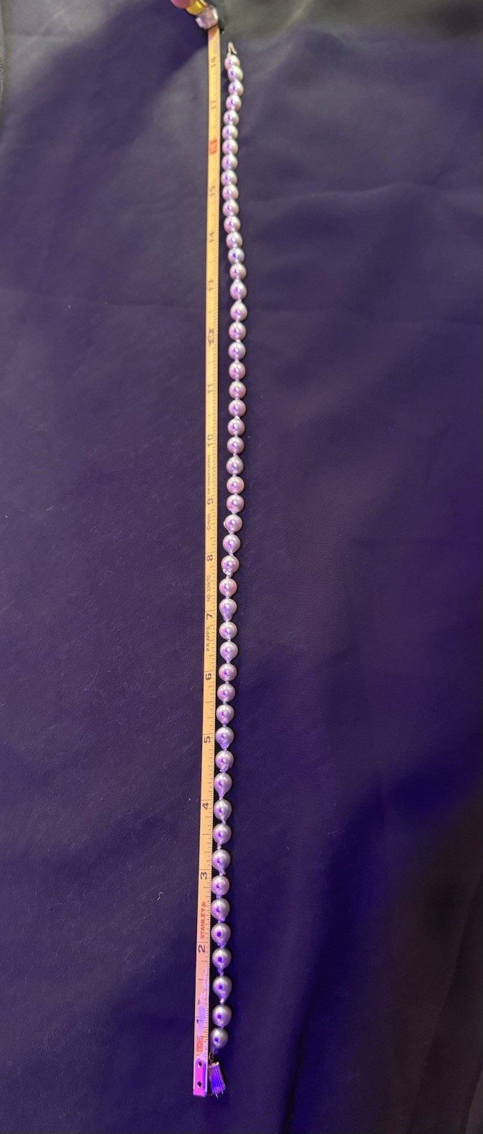 18″ Cultured Grey Pearl Necklace Vintage, 7-8mm, 14K Yellow Gold Clasp