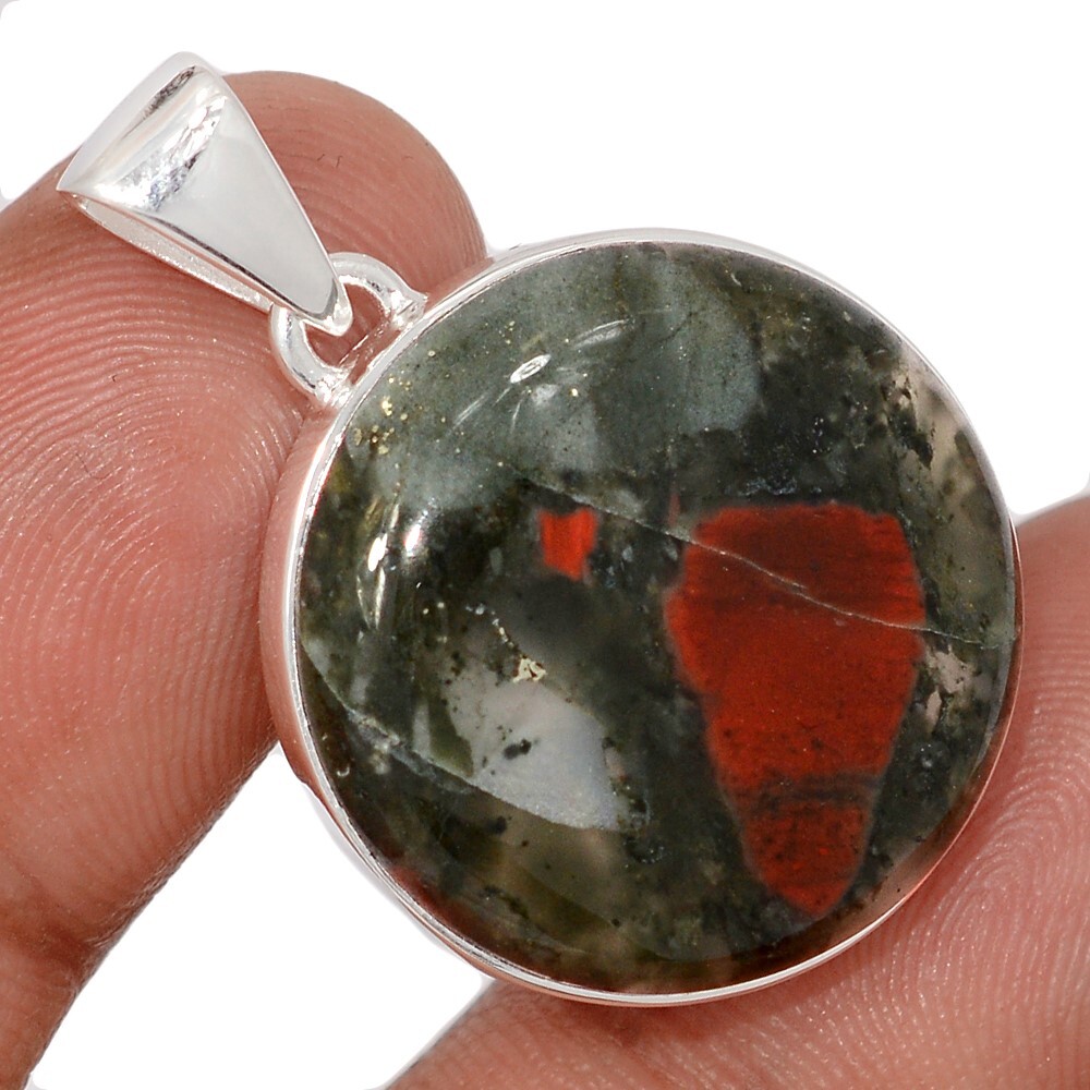 Natural Blood Stone – India 925 Sterling Silver Pendants Jewelry CP73645