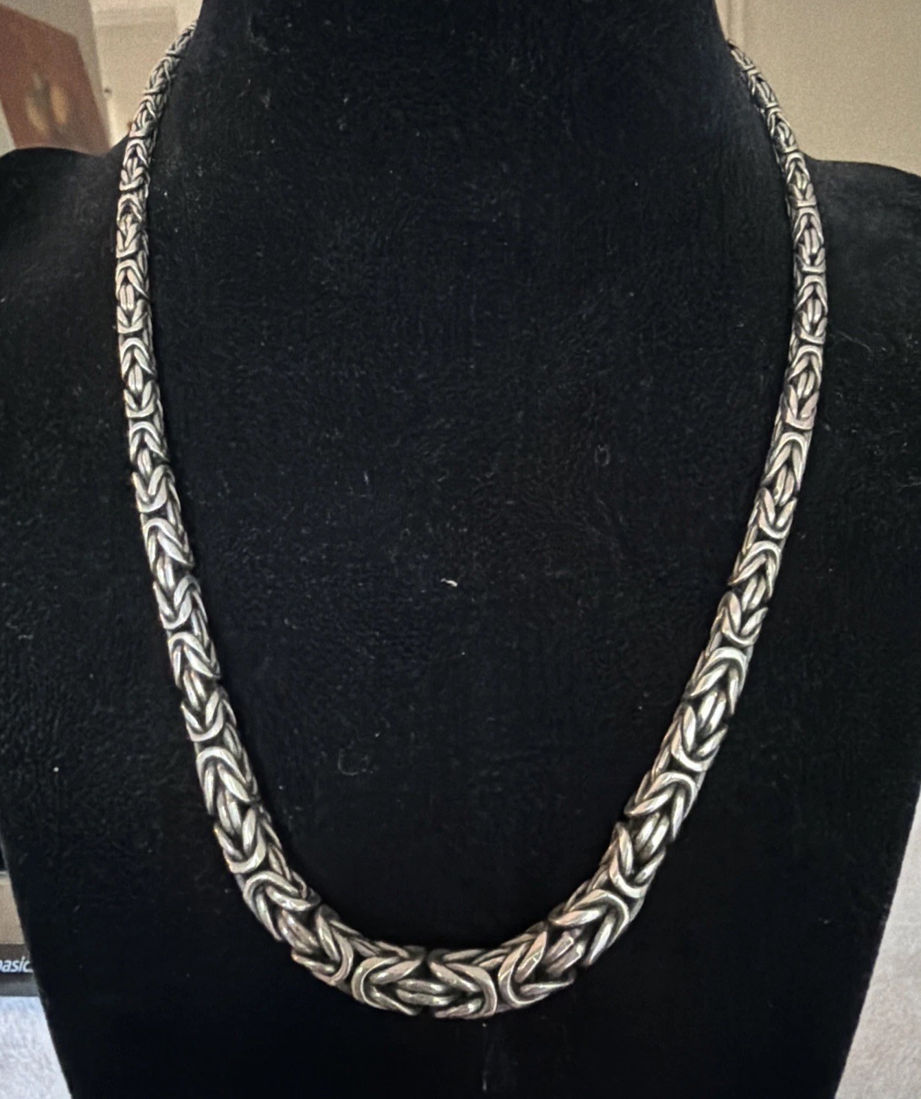Sterling Silver Byzantine Link 17.5” Necklace 57 Gr Thick
