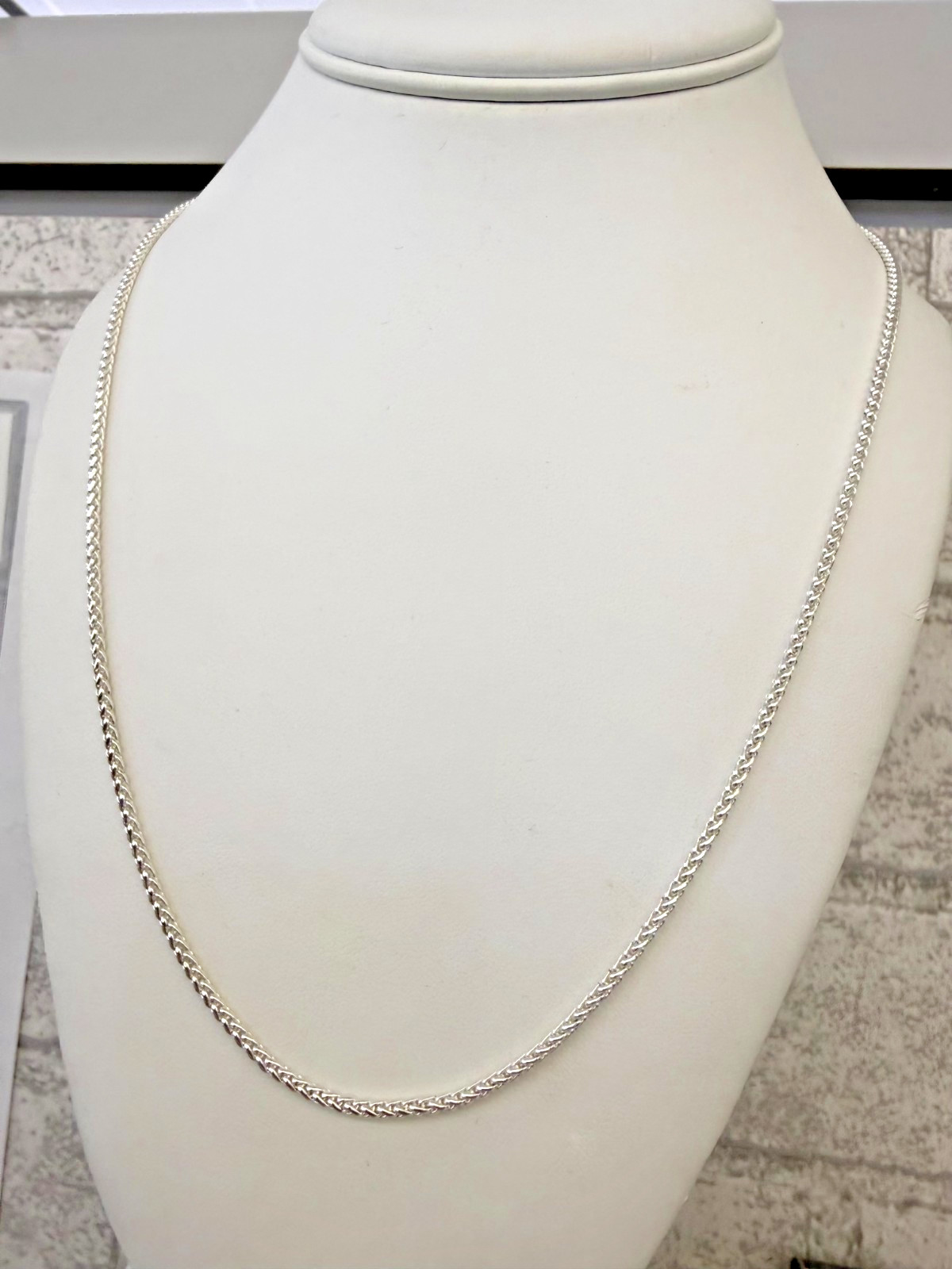 925 Sterling Silver Wheat Chain Necklace 21in.