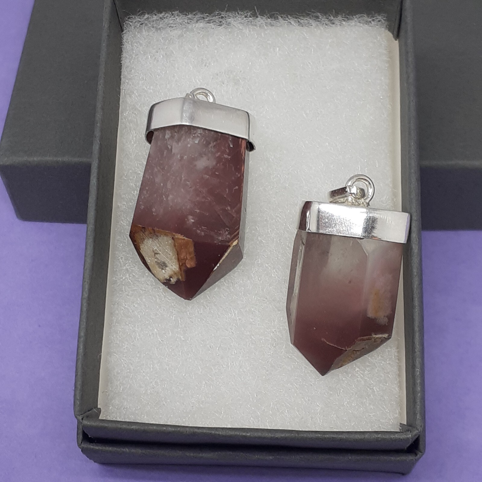 Lithium Quartz Polished Point Pendant with 925 Sterling Silver Bail, Brazil