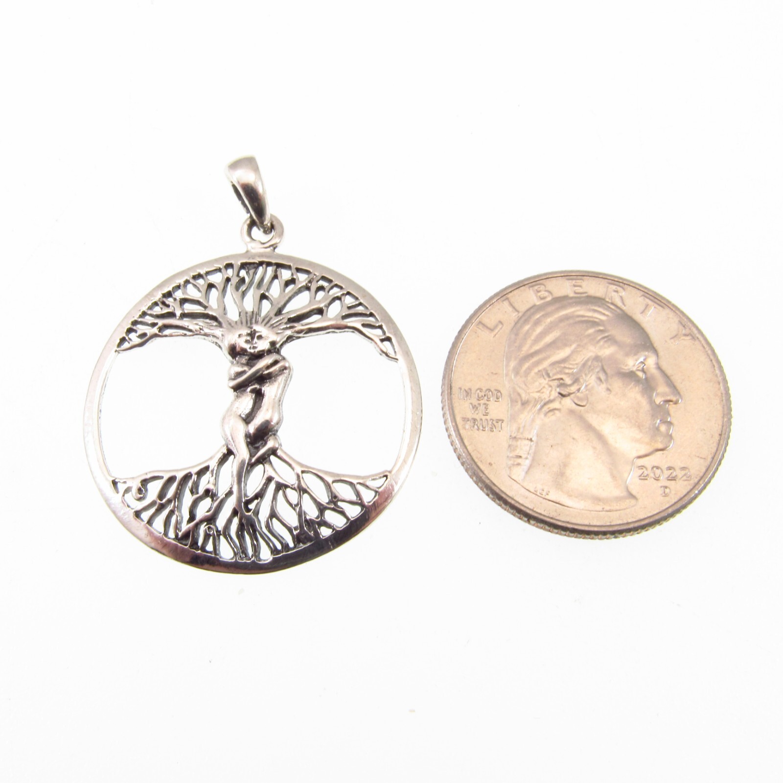 Solid 925 Sterling Silver Entwined Lovers/Couple Tree of Life Yggdrasil Pendant