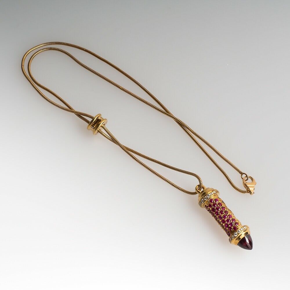 0.90Ct Round Cut Red Ruby Bullets Pendant 14K Yellow Gold Finish 18″ Free Chain