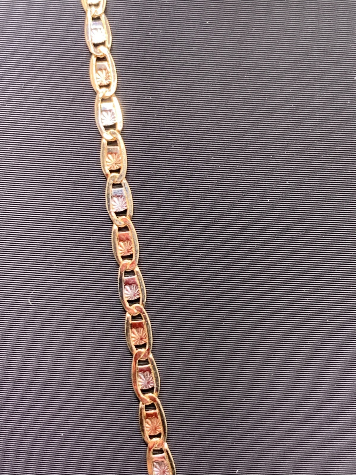 10k Tricolor Gold Diamond Cut Valentino Chain 20” 3mm