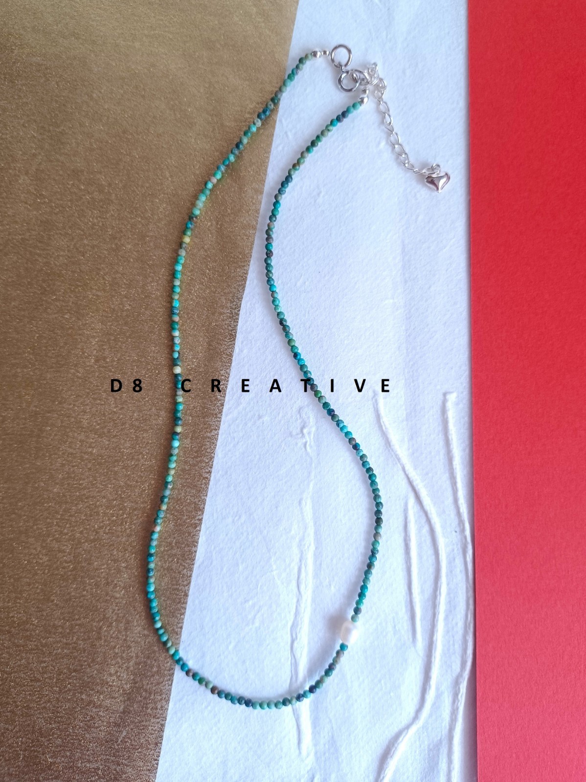 Choker necklace mini turquoise with freshwater pearl and 925 sterling silver