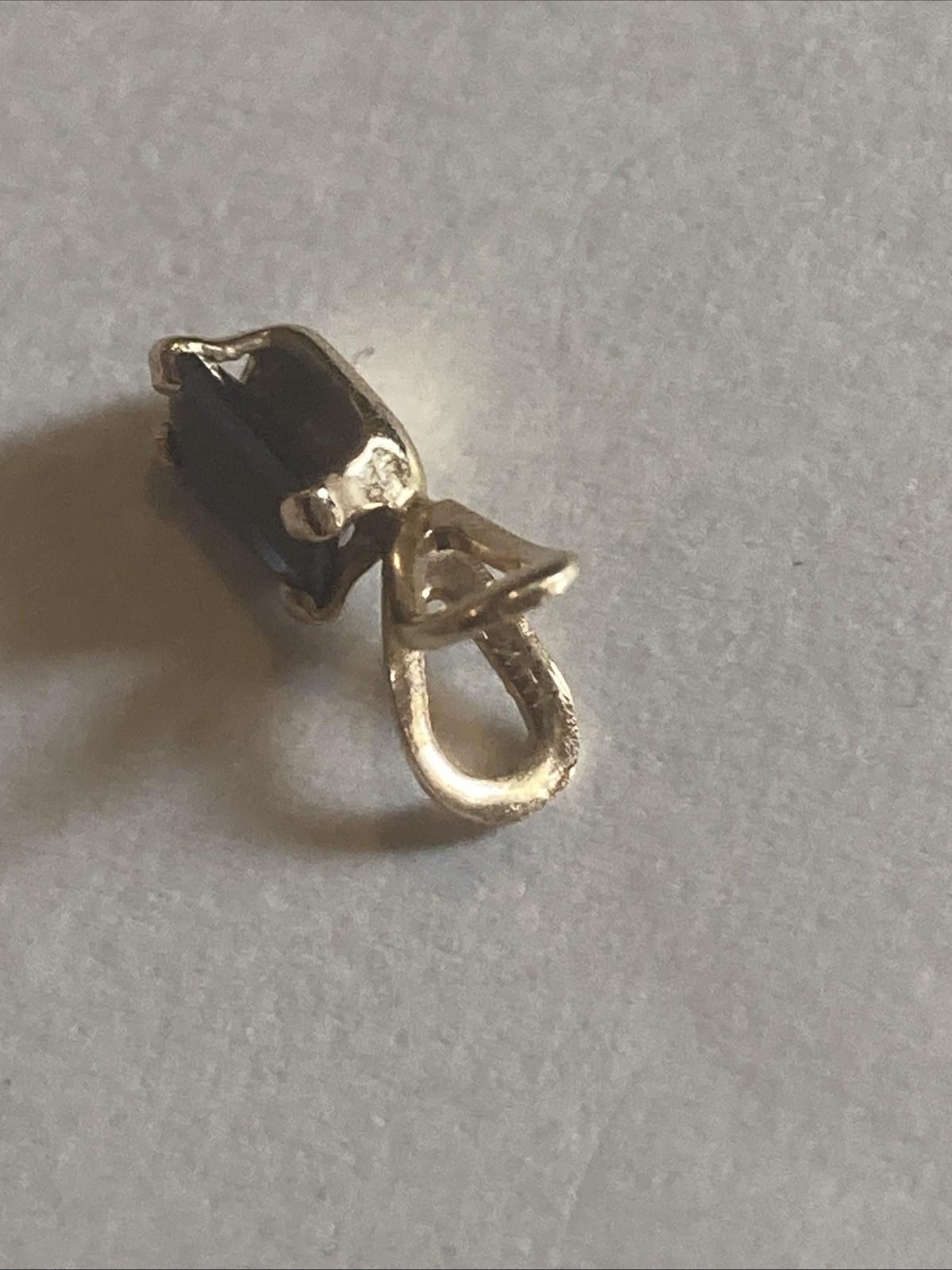 14k Yellow Gold Tiny Small Blue Stone Pendant