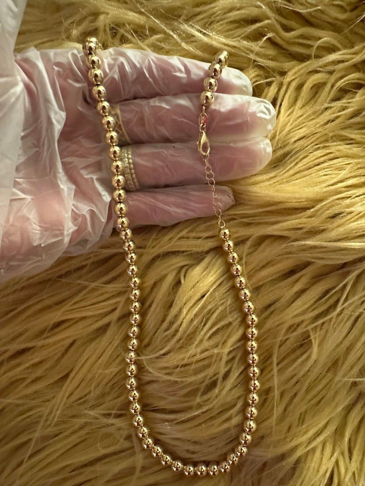 Fine Jewelry18K Dubai Gold Hollow Ball Necklace 18-19″ Adjustable/13.62g/6.05 mm