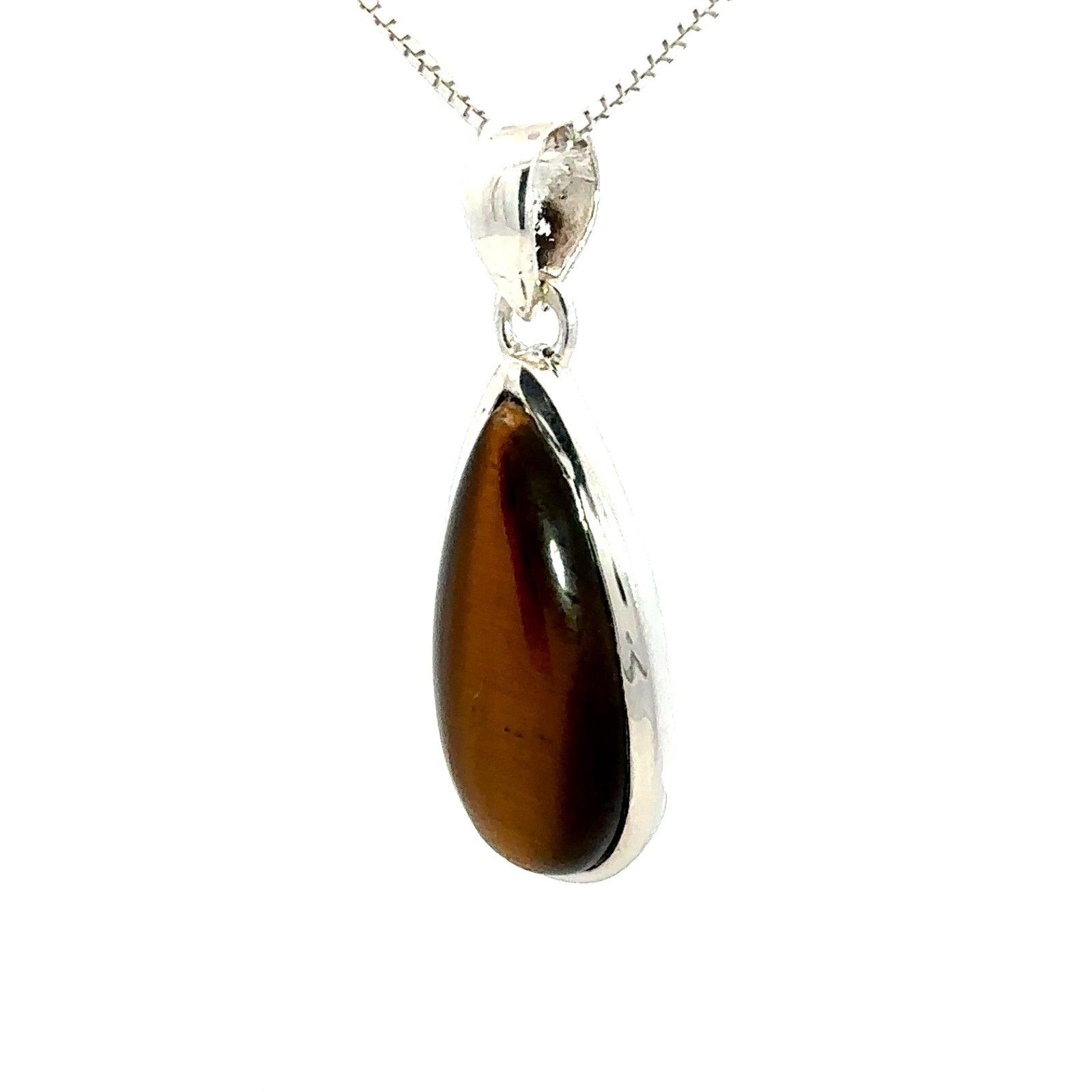 Sterling Silver Tigers Eye Pendant (1/2 x 1 3/8 Inch)