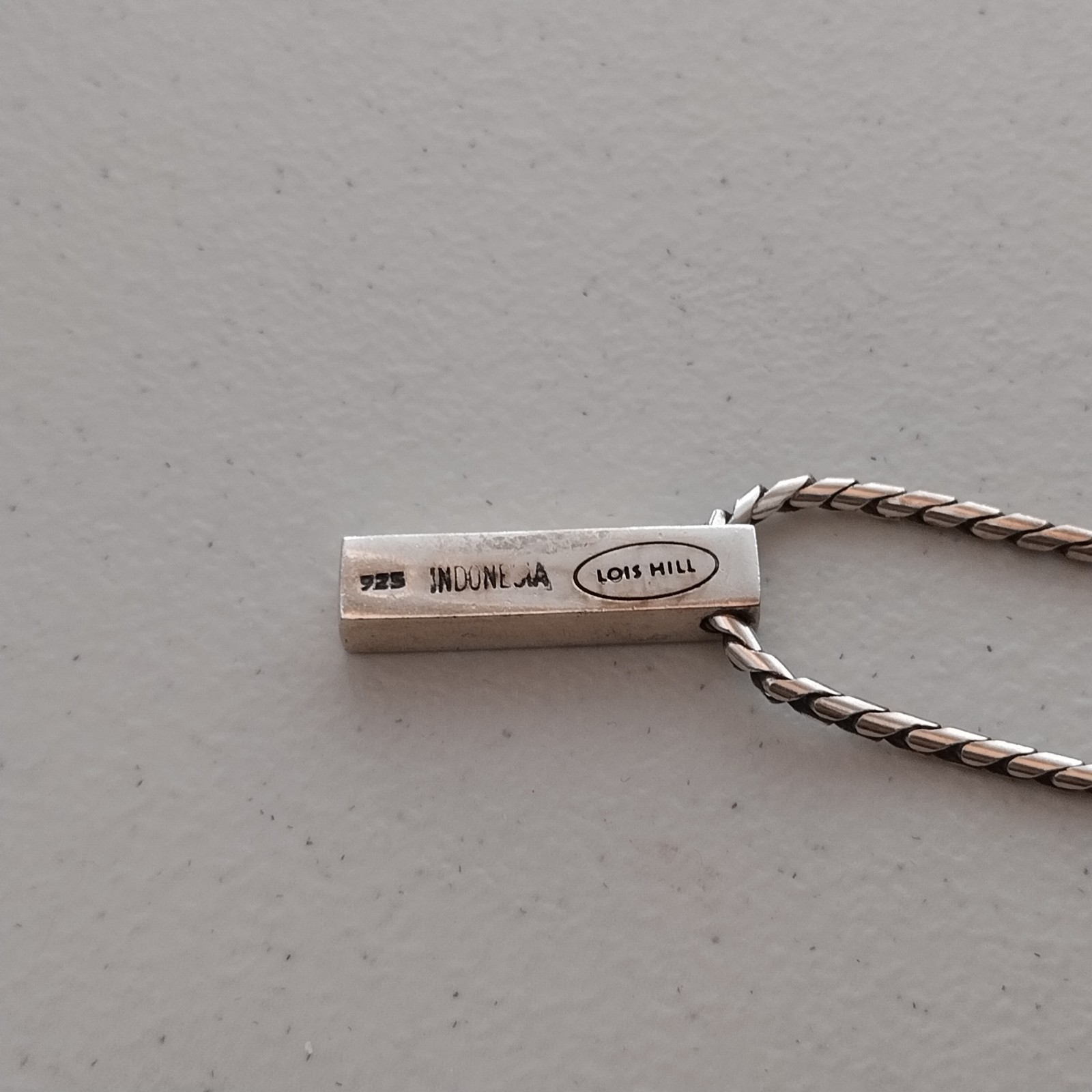 Vintage 16” Lois Hill Sterling Silver Toggle Necklace Scroll Bar Pendant 22g