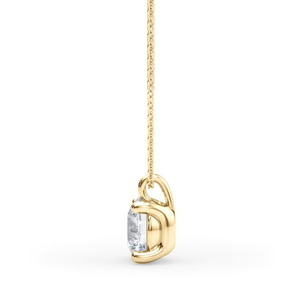 1 Ct FVS2 Round Lab Created Grown Diamond Solid 14K Yellow Gold Pendant Necklace