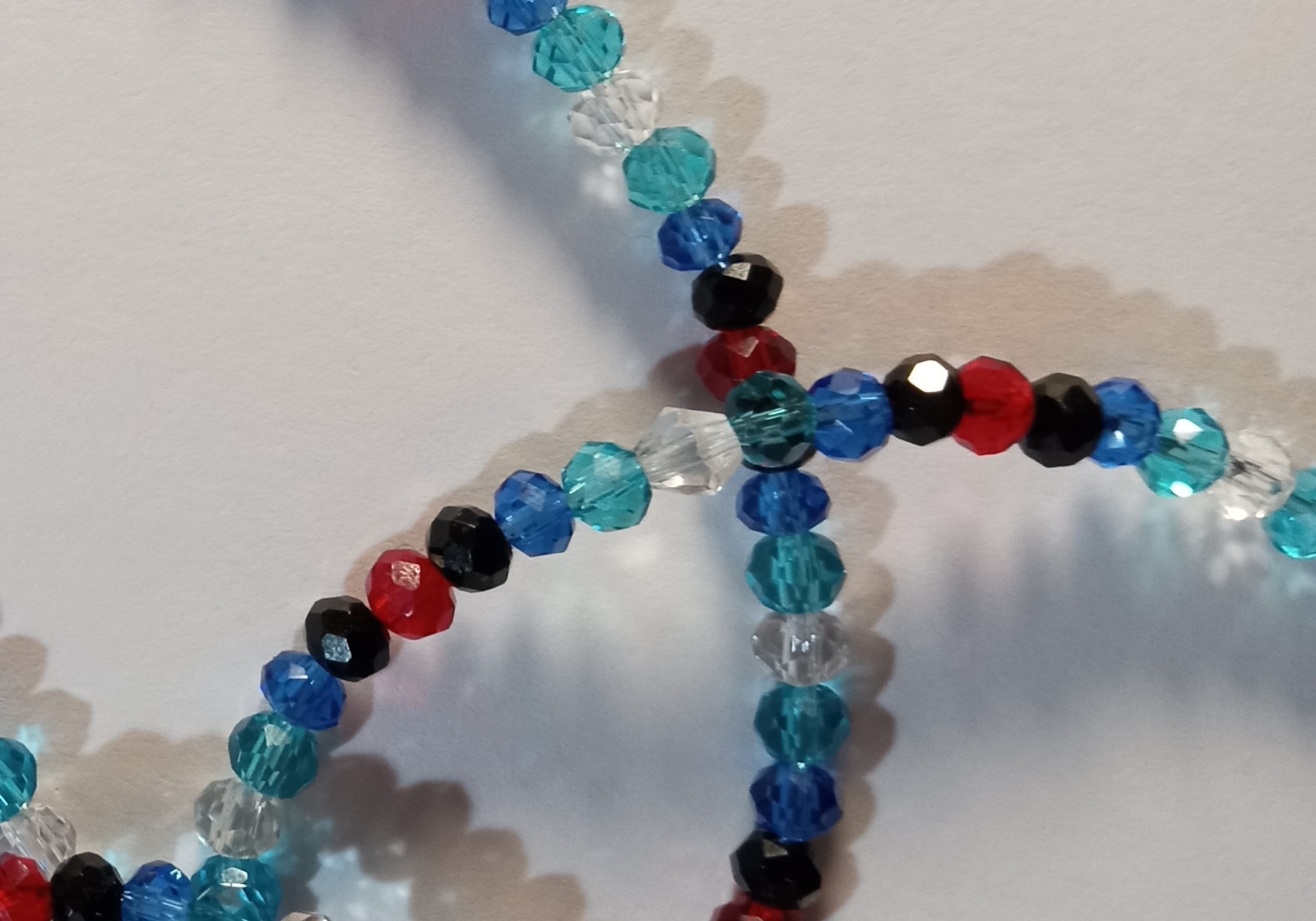 Beautiful Magic Necklace with Red, Black, Blue and Transparent Crystals