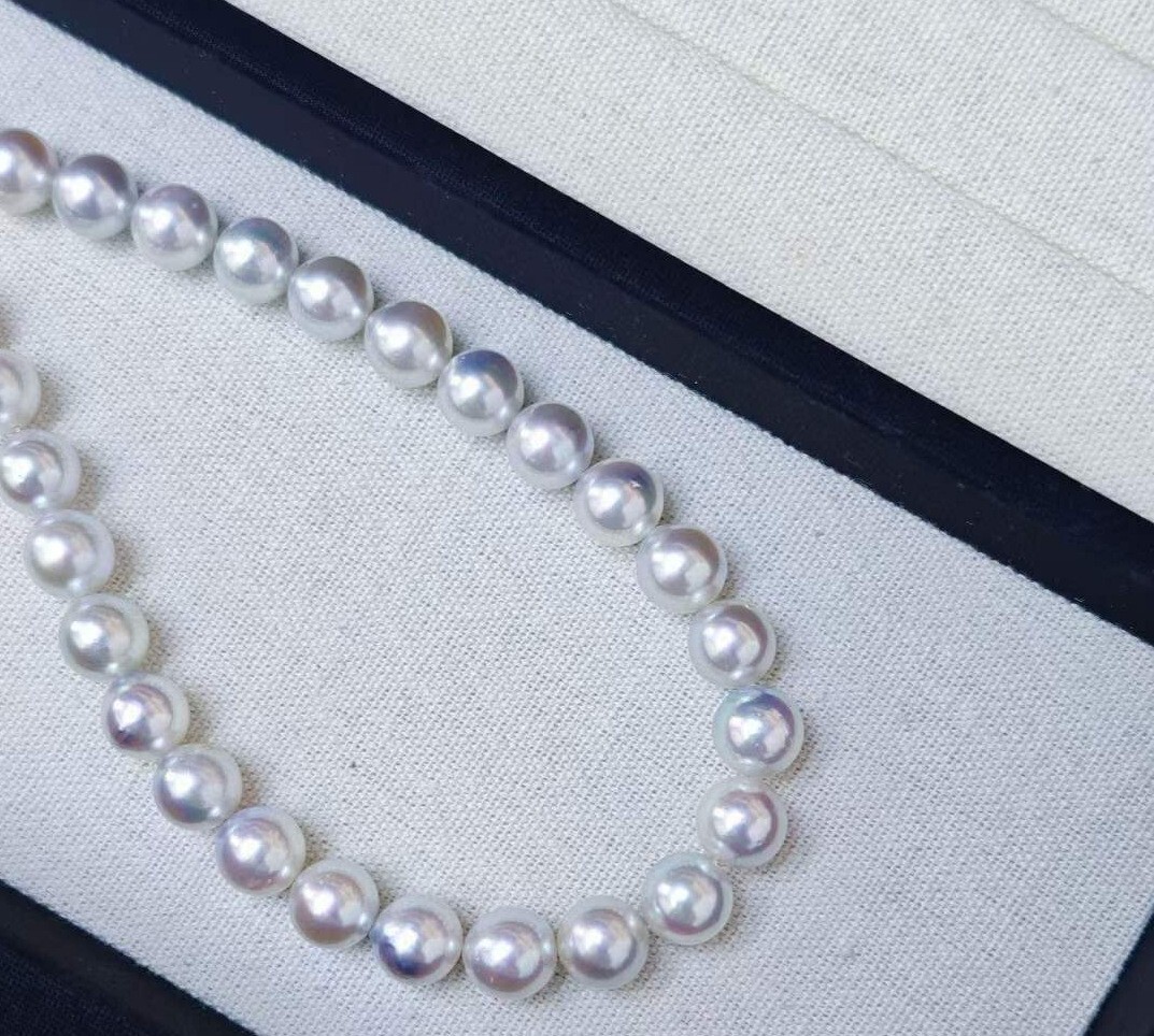 Very good big szie Aurora Madama 9.5mm Japanese Akoya saltwater pearl necklace
