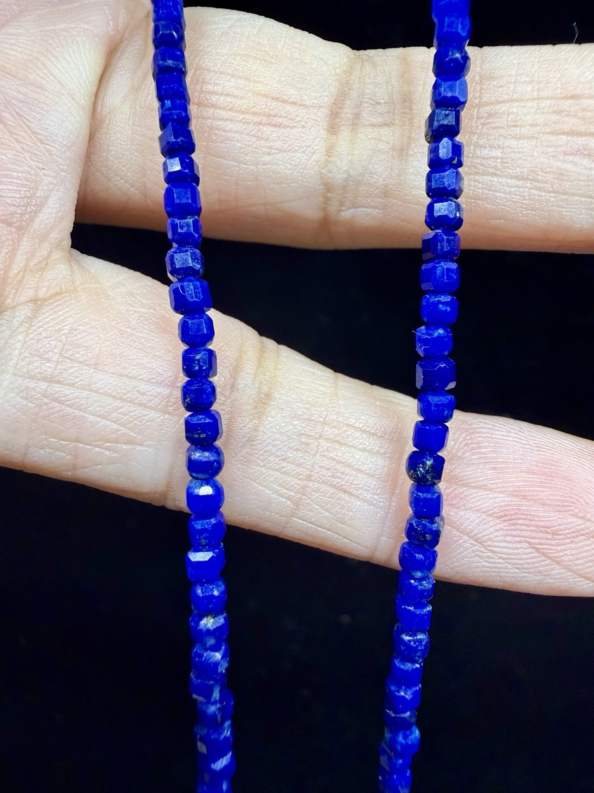 Premium Lapis Lazuli Beaded Necklace Oval Bezel Charm Pendant 925 Sterling