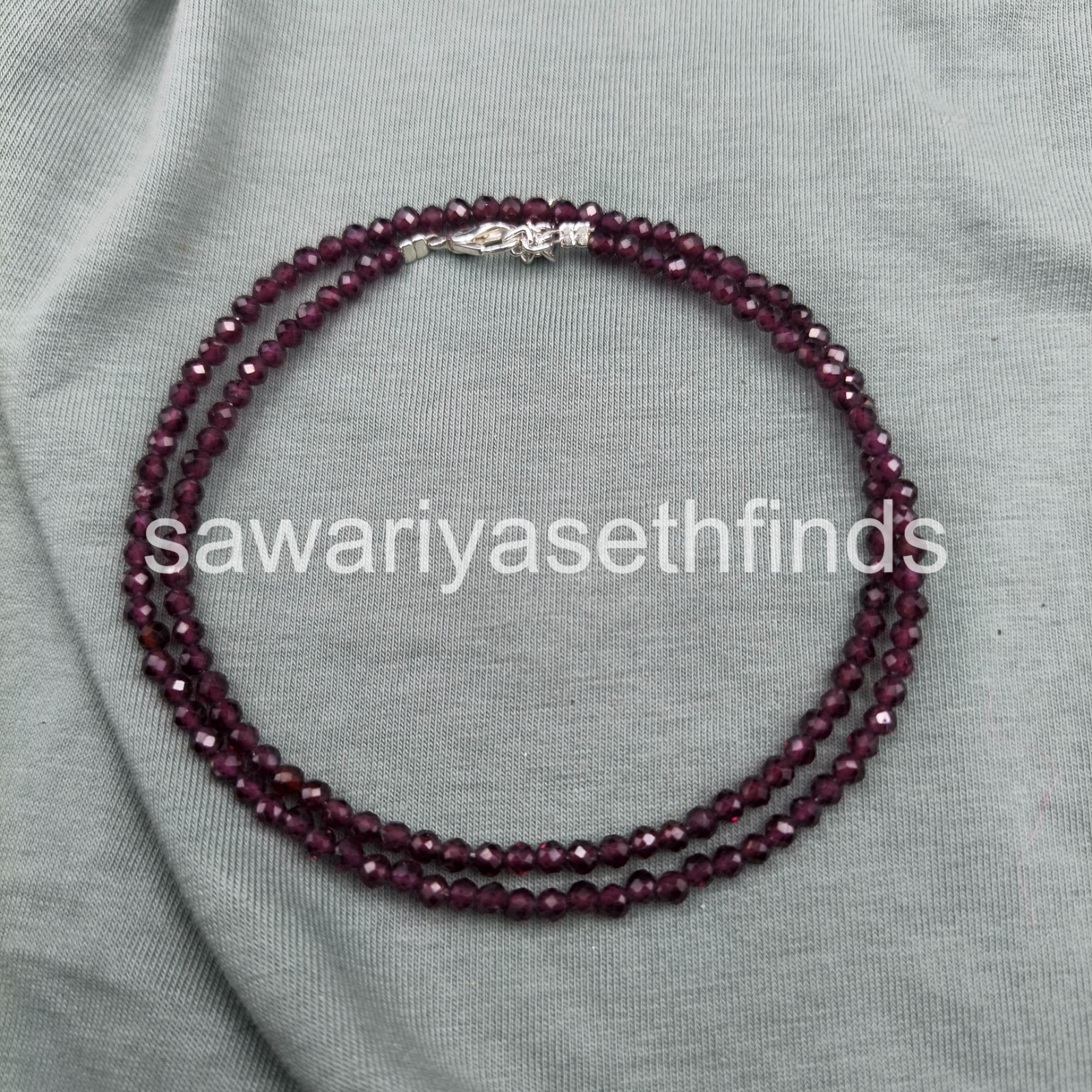 Natural Garnet 3mm Faceted Round Necklace, Minimal Layering Jewelry, January Bir
