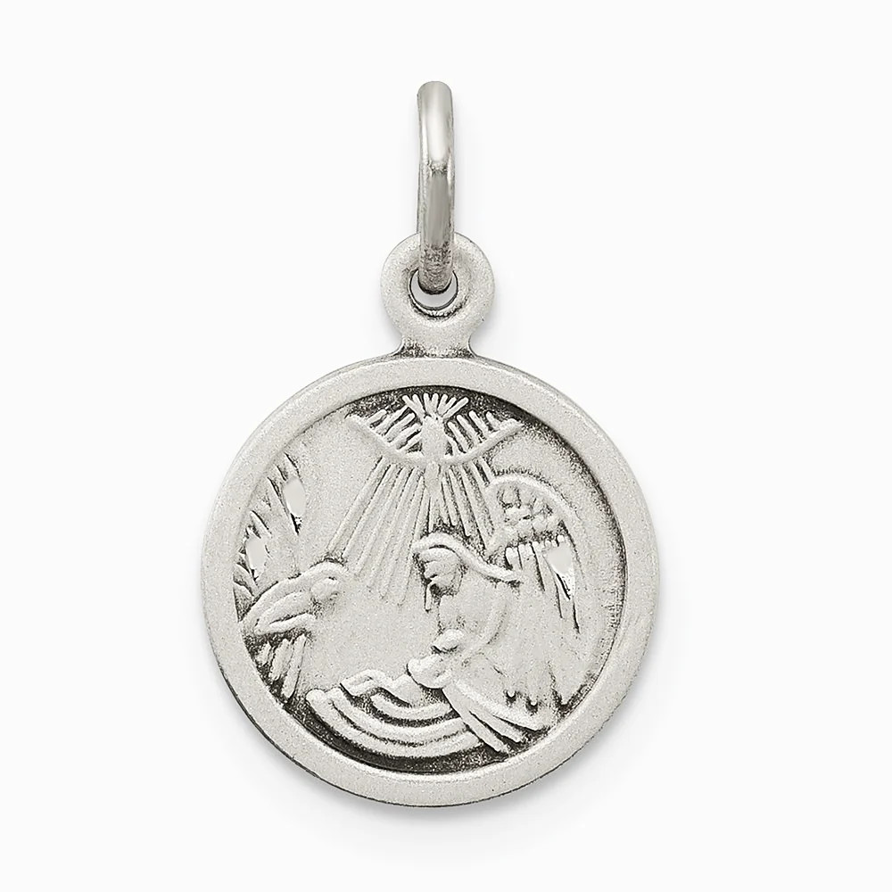 Sterling Silver Antiqued Baptism Medal