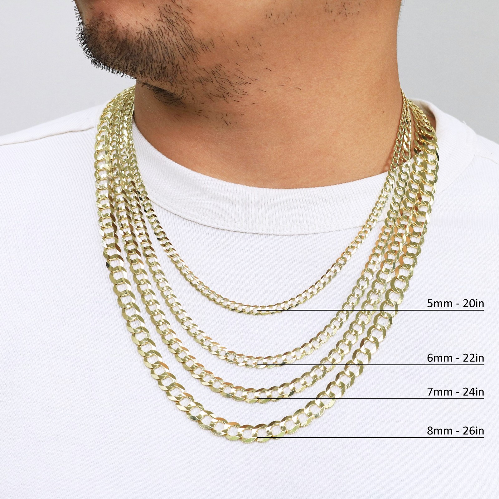 14K Yellow Gold Solid 1.5mm-12mm Cuban Curb Chain Link Pendant Necklace 16″- 30″