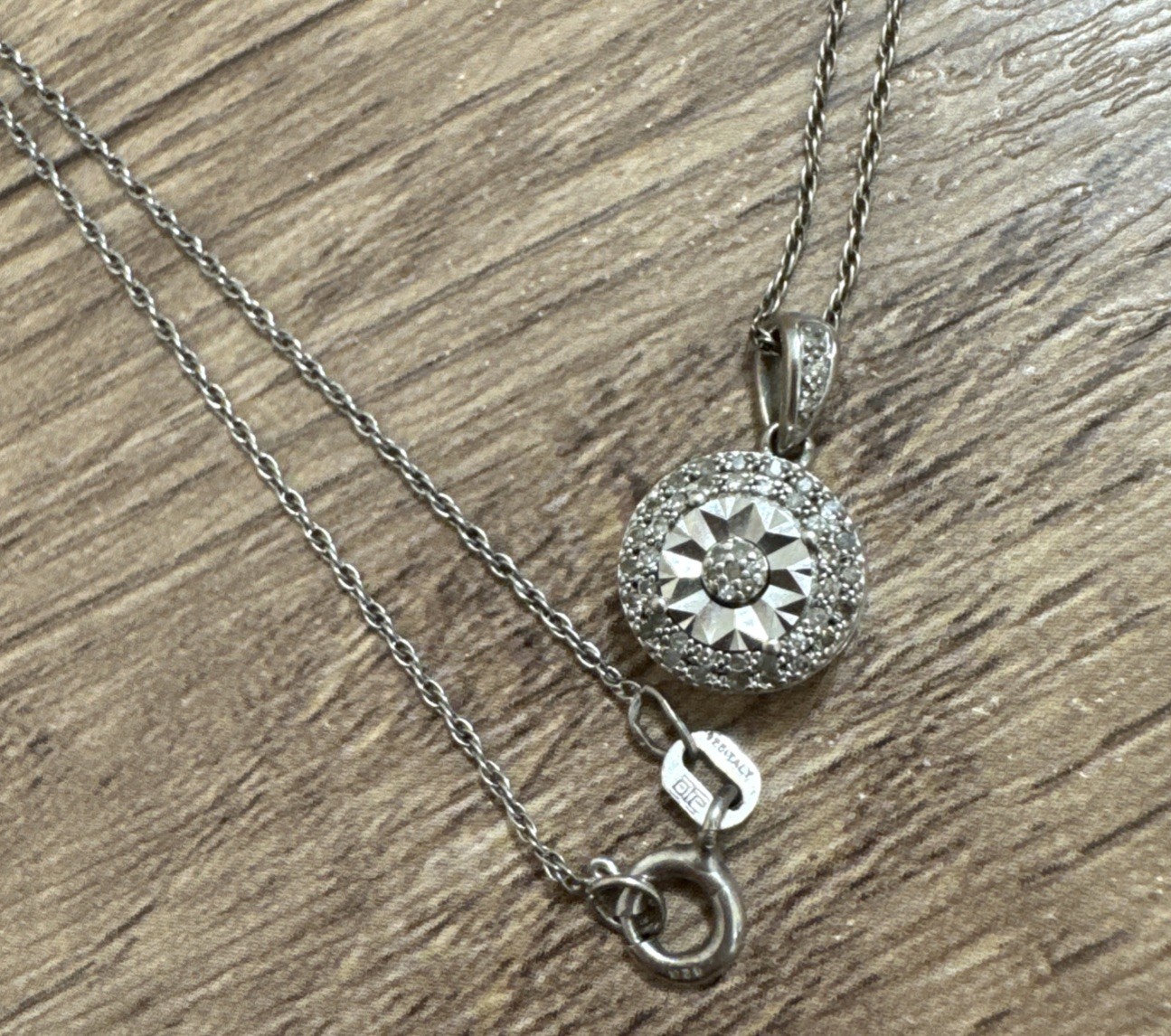 1/10 CT. T.W. Halo Diamond Pendant Necklace in Sterling Silver w/18″ chain