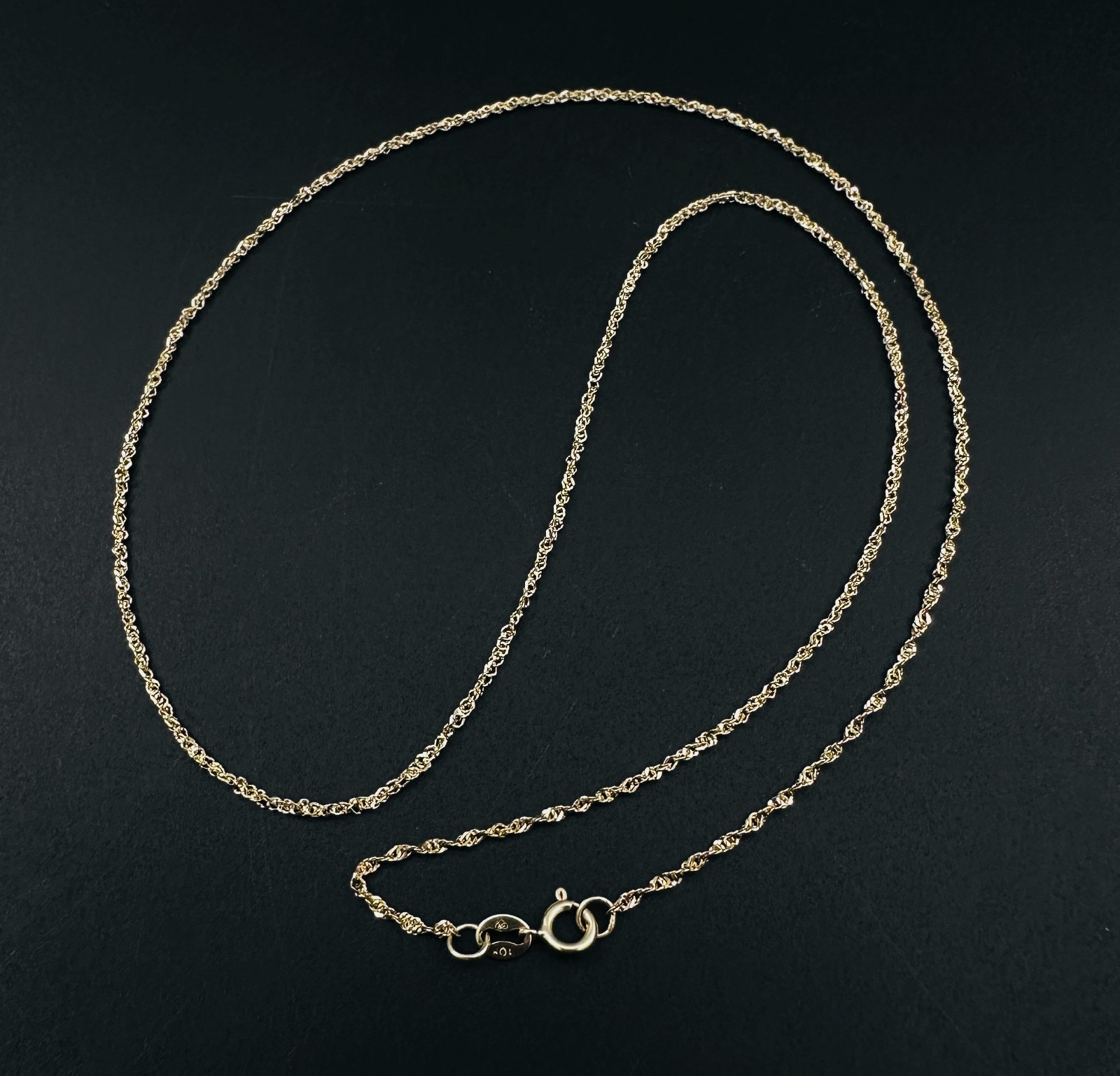 10K Yellow Gold Diamond-cut Prince of Wales Link Chain Necklace, 1.1mm, 17 3/4″