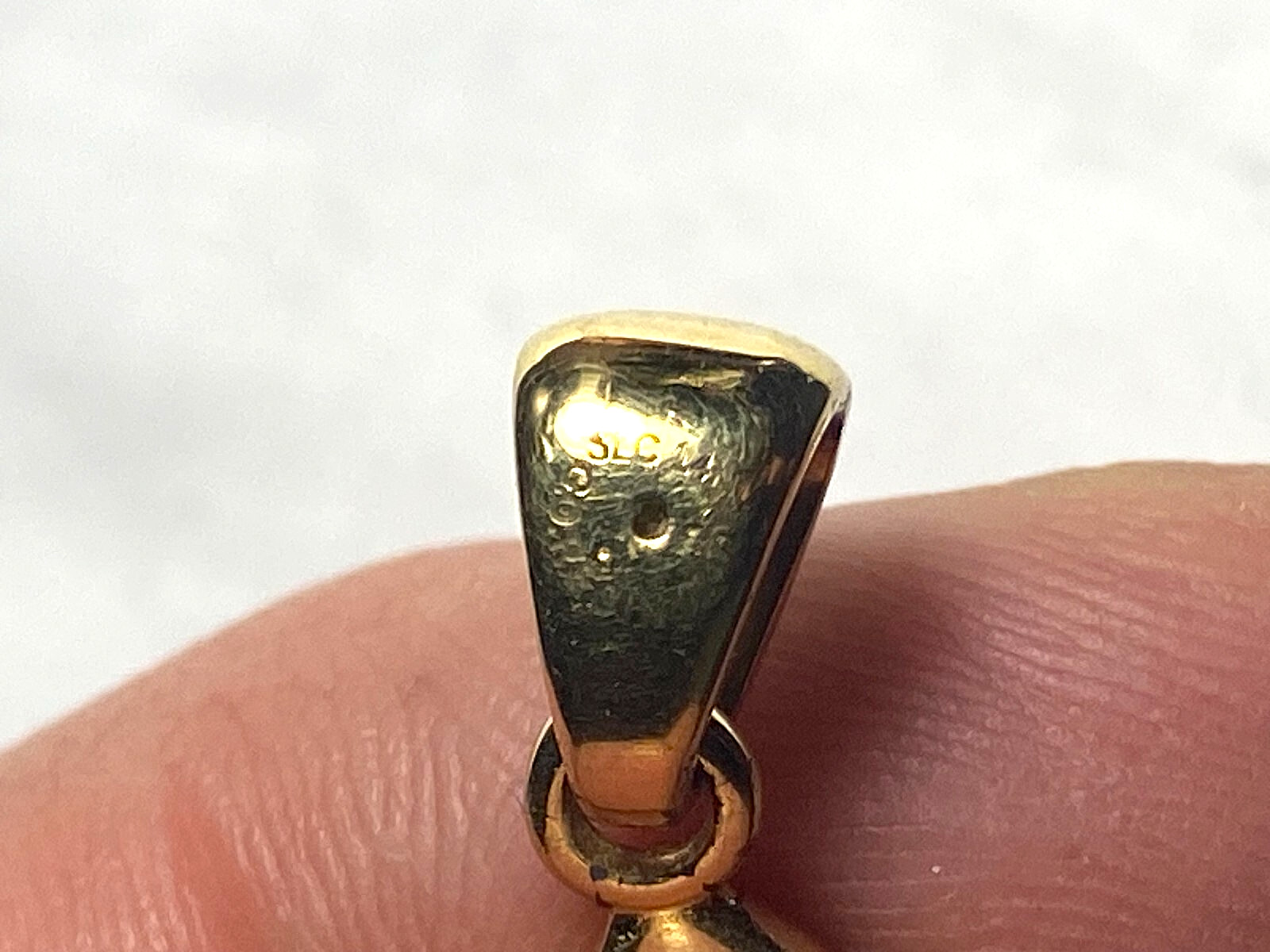 Designer Signed SLC 14k Yellow Gold Hollow Resin Core ONYX TEARDROP Pendant