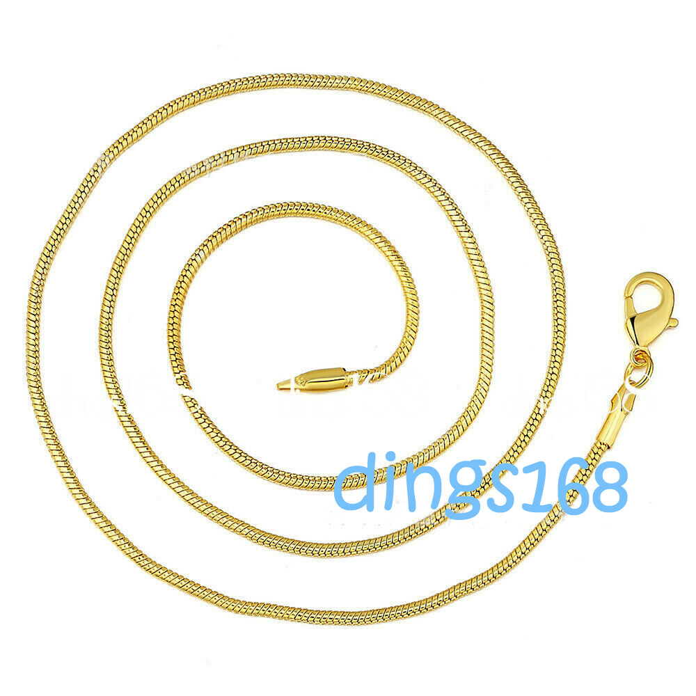 Genuine 18K Gold Filled Classic Italian Snake Chain Necklace 16/18/20/22~38 inch