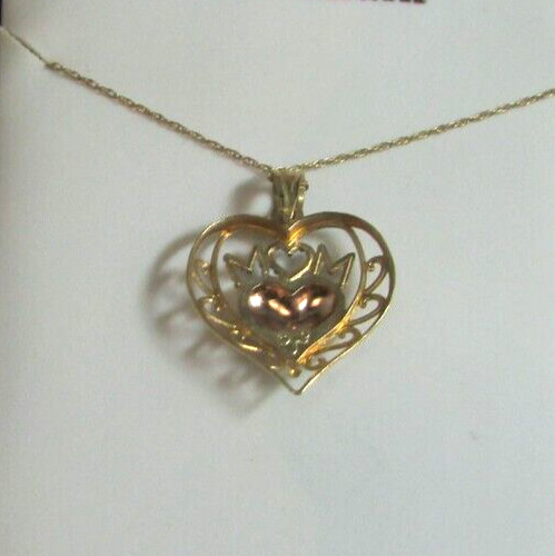 MIB MA MICHAEL ANTHONY 10K Multi-tone Gold “MOM” Heart Pendant Necklace 18″