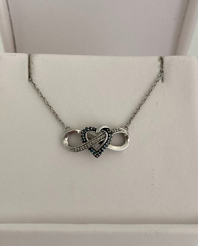 Blue Diamond Necklace Sterling Silver 4.4 Grams Retail Price $499 My Price 249!
