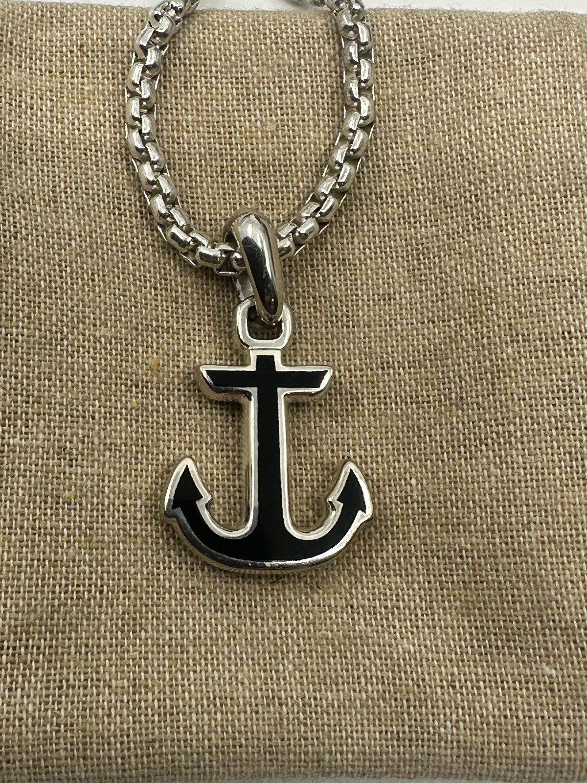 Silver David Yurman Sterling Silver Maritime Anchor Pendant Amulet Necklace