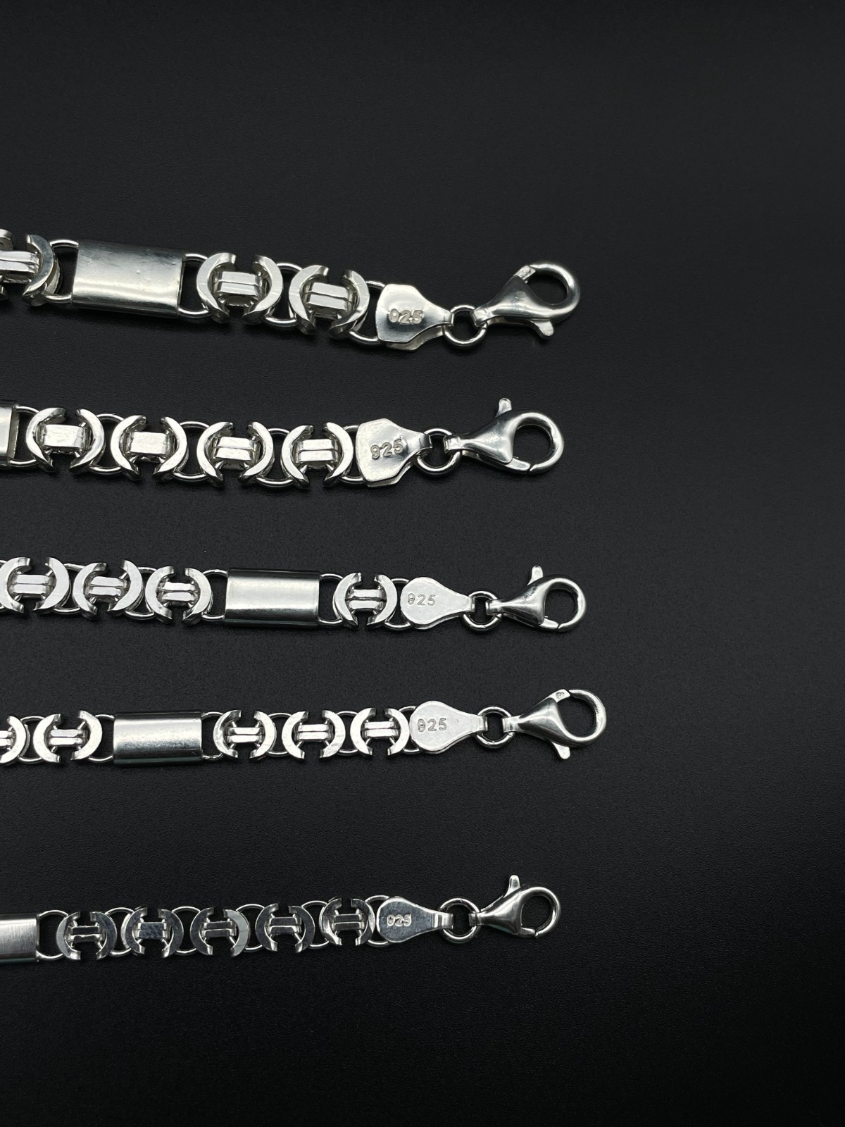925 Sterling Silver Flat Euro Byzantine Chain Necklace&Bracelet Solid Bali King