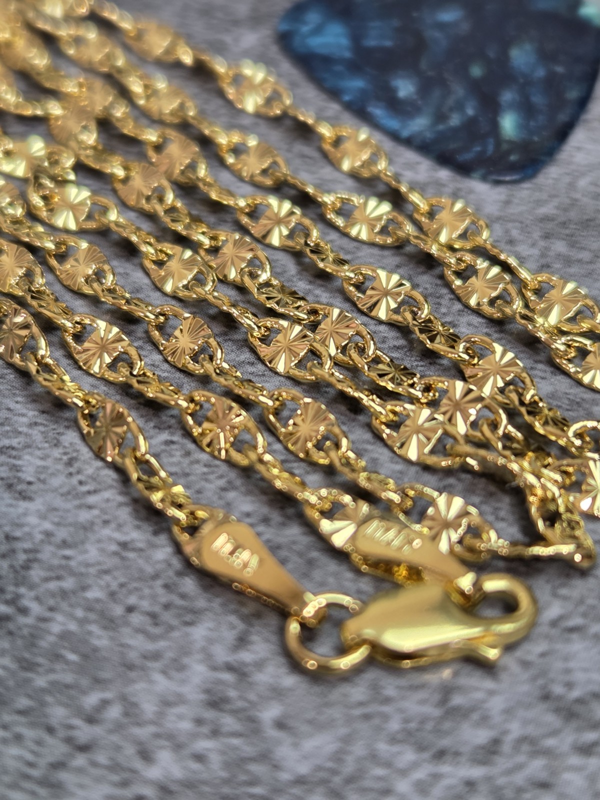 27″ Gold Plated Diamond Cut Chain Necklace 3mm Italy Style Long Sparkle Link