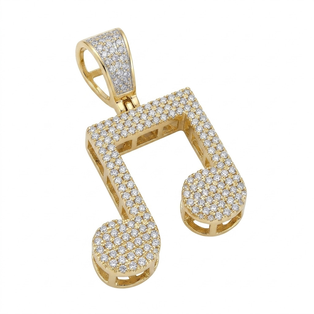 Moissanite Musical Note Charm Pendant 925 Sterling Silver Surprise Gift For Him