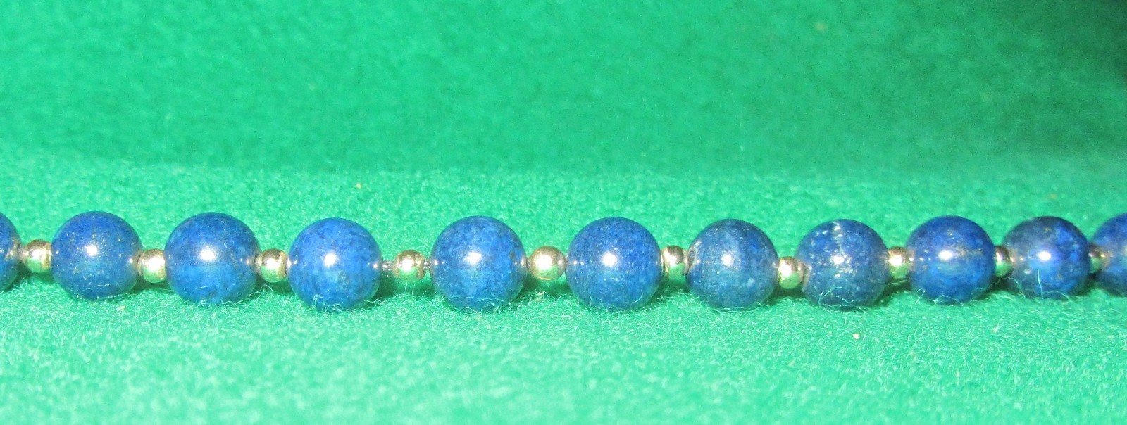 Lapis Lazuli blue beaded jewelry necklace and 14K gold