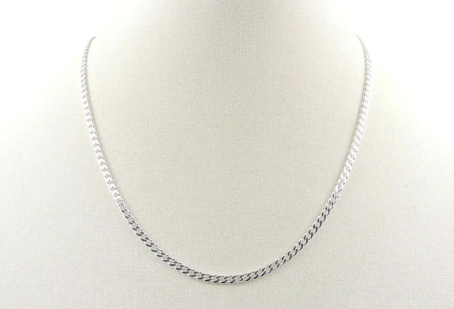 Sterling Silver 3 mm 080 Gauge Curb Necklace 16″ – 30″ – Free Gift Packaging