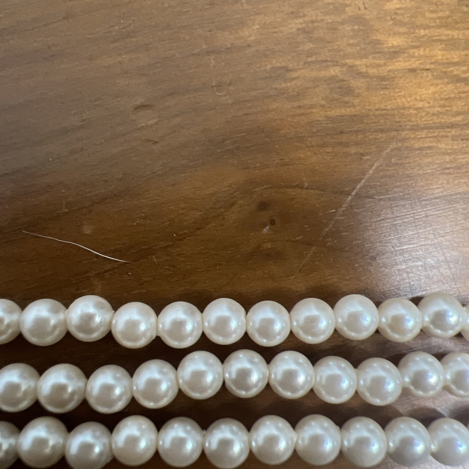 German Vintage G Silver 3 Strand Small Pearl Necklace Faux? ~ 19 Inch
