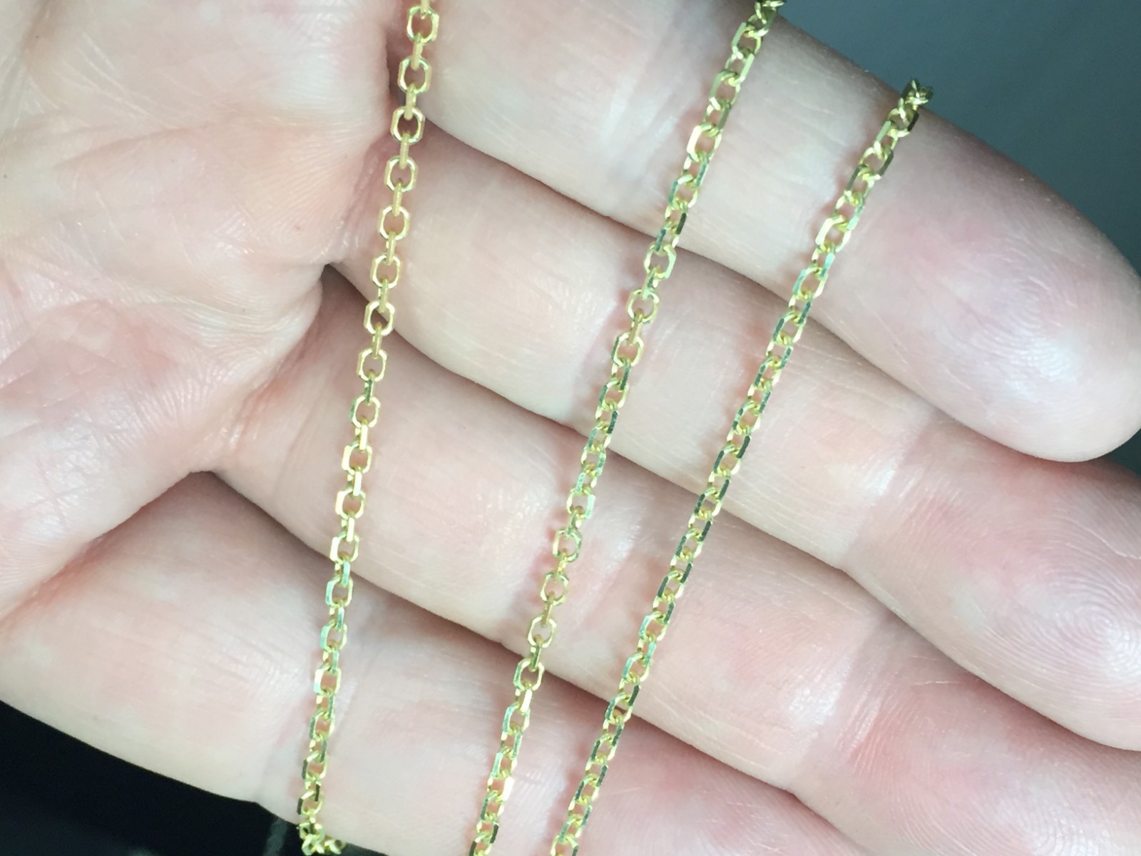 14k Yellow Gold 16″ Solid Cable Link Pendant Chain/Necklace 1.7 mm 3.4 Grams
