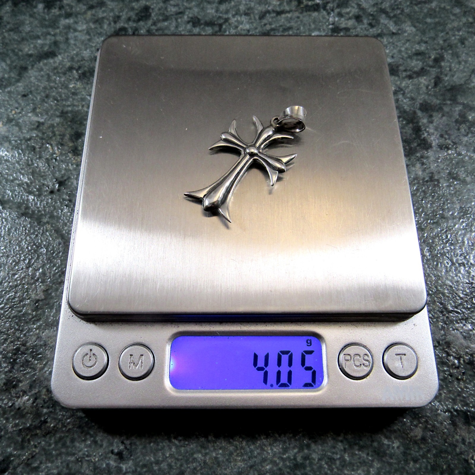 Solid 925 Sterling Silver Maltese Cross Pendant Men’s Gothic Fleur-de-Lis Cross