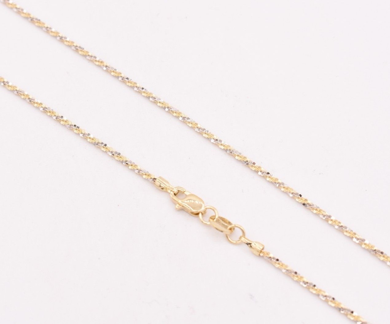 1.50mm Rock Sparkle Twisted Chain Necklace Real Solid 14K Yellow White Gold