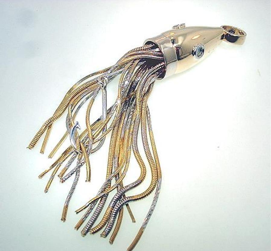 HAWAIIAN HEAVY 2T 14K YELLOW GOLD 0.20CTS DIAMOND AHI TUNA TROLLING LURE PENDANT