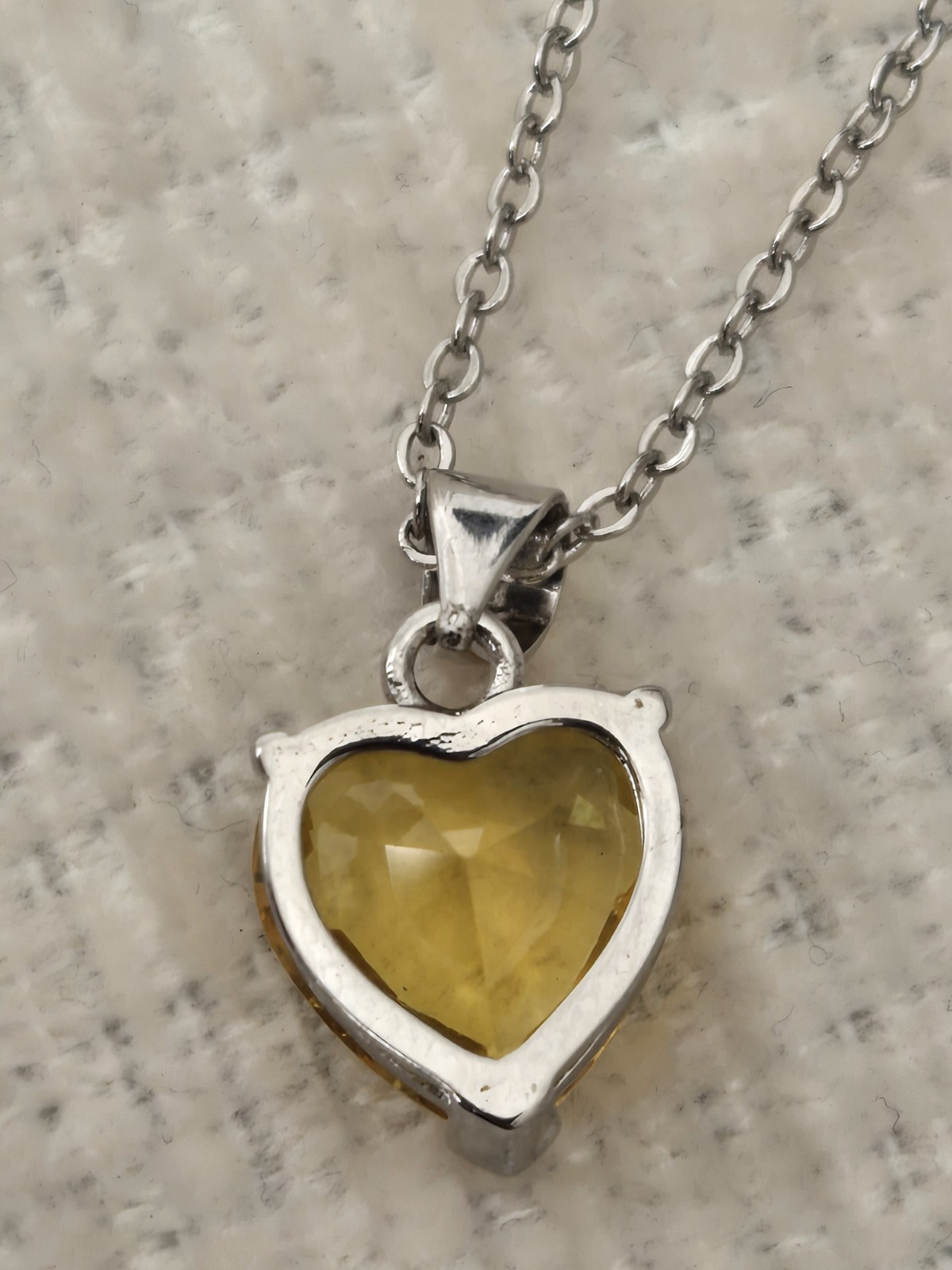 Yellow Heart Crystal Sterling Silver 18 Inch Necklace. UK Seller Proms Occasions